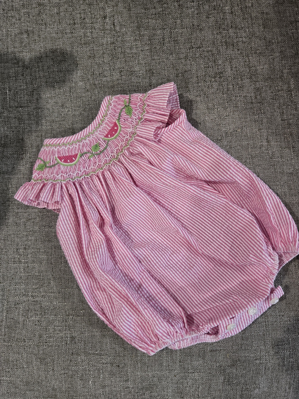 Classic Whimsy Smocked Watermelon Bubble Romper